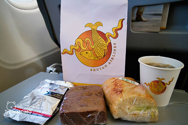 Light meal on Bhutan Airlines